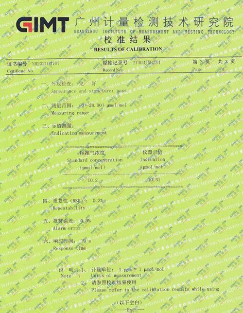 四氫噻吩檢測(cè)儀標(biāo)定校準(zhǔn)報(bào)告